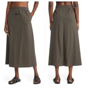 NWOT FEAR OF GOD Essentials Logo-patch Straight Midi Skirt 100% Cotton, Size XS